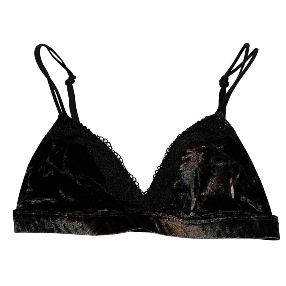Xhilaration Velvet Lace Trim Bralette Size M Velour Whimsigoth Festival Grunge